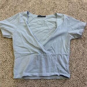 Brandy Melville Sky Blue Wrap Crop Top